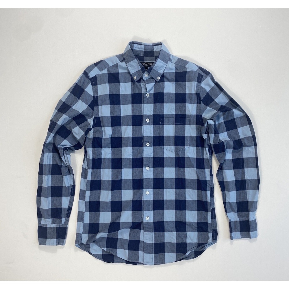 J.Crew Mercantile Men's Button Shirt Small Flex Blue Plaid Modern Stretch City
